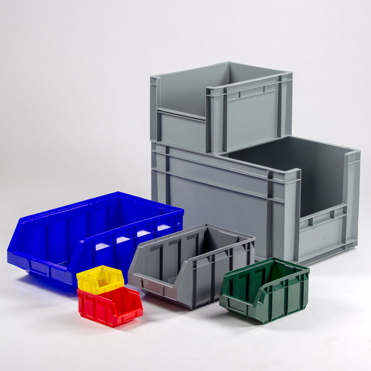 stackable storage bins with open front