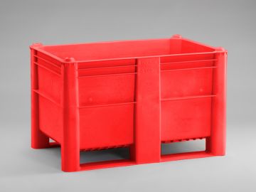 Hygiëne palletbox 1200x800x760 mm, 520 l. met 2 sleden, rood